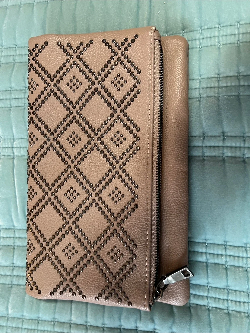 Studded Blush Pink Crossbody Bag with Chain Strap